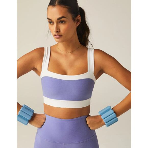 Beyond Yoga Spacedye Horizon Colorblock Bra Womens Large Purple Blue Workout - Picture 1 of 6